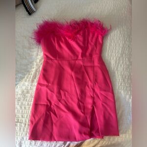 Do+Be pink feather mini dress